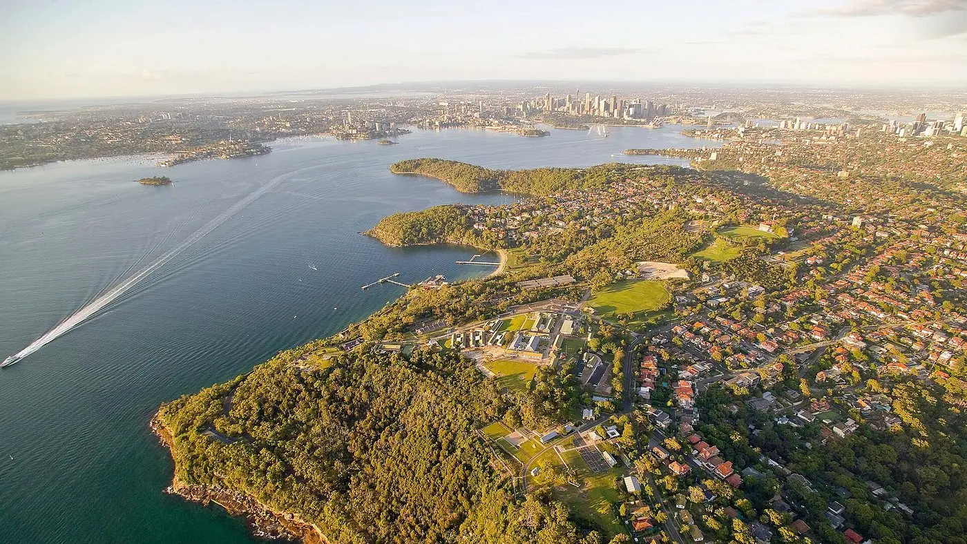 Aerial view of Headland Park, Mosman and Sydney Harbour